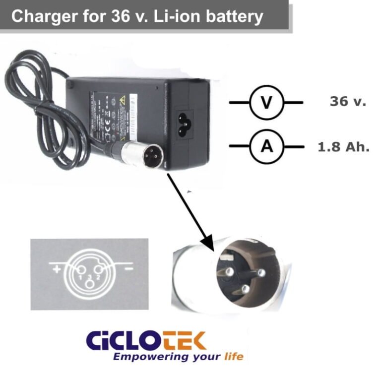 Caricabatterie per batteria al litio da 36V tipo Swing