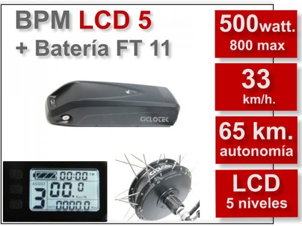 KIT per biciclette elettriche 500W + batteria FT 11 Ah. Ciclotek